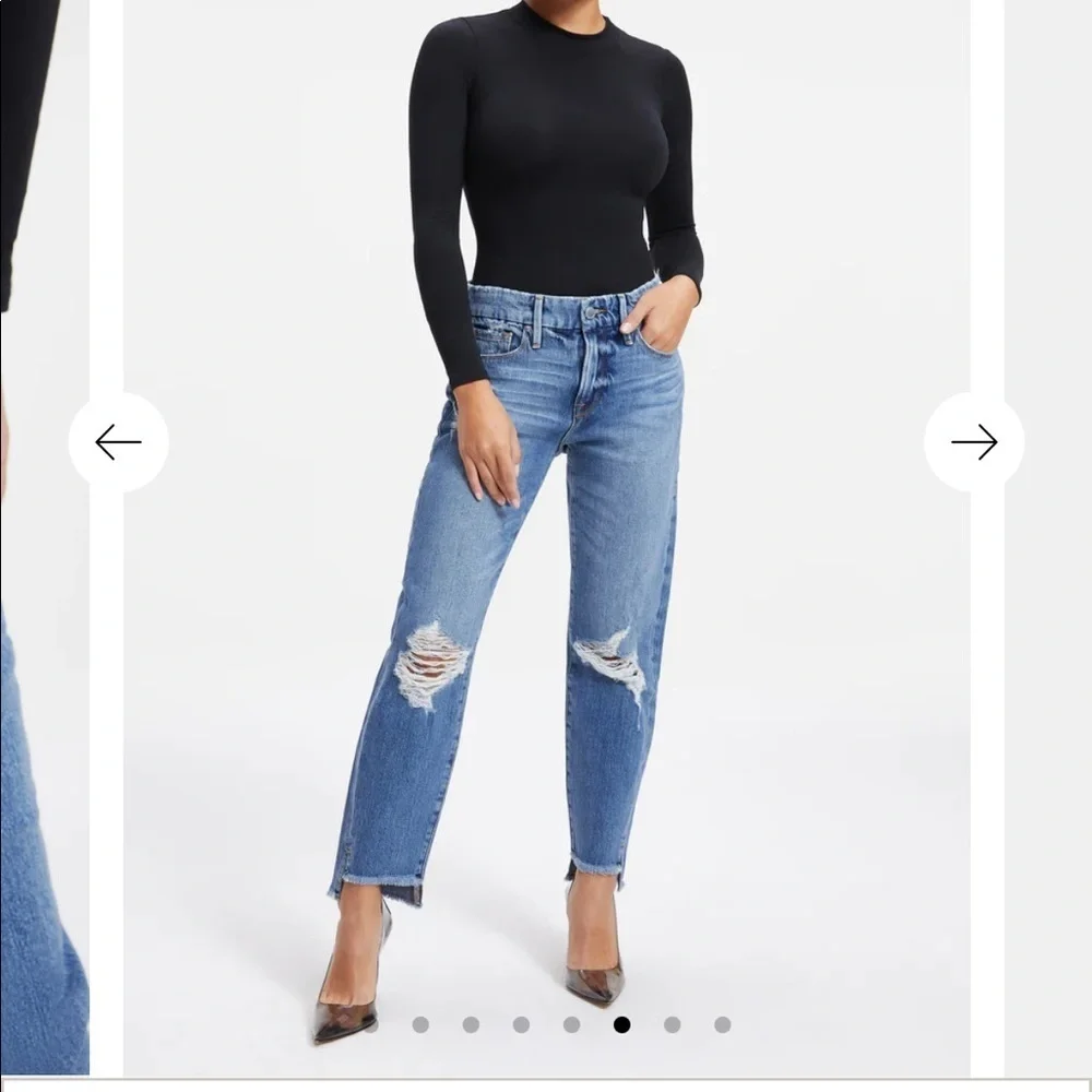 Good American Distressed Good Girlfriend Jeans Side Step Straight Leg Plus Size - Picture 3 of 14